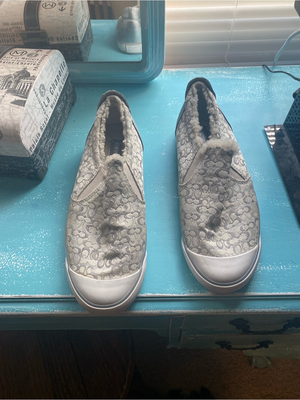 Coach Slip-On Signature Logo Sneakers in Light Gray